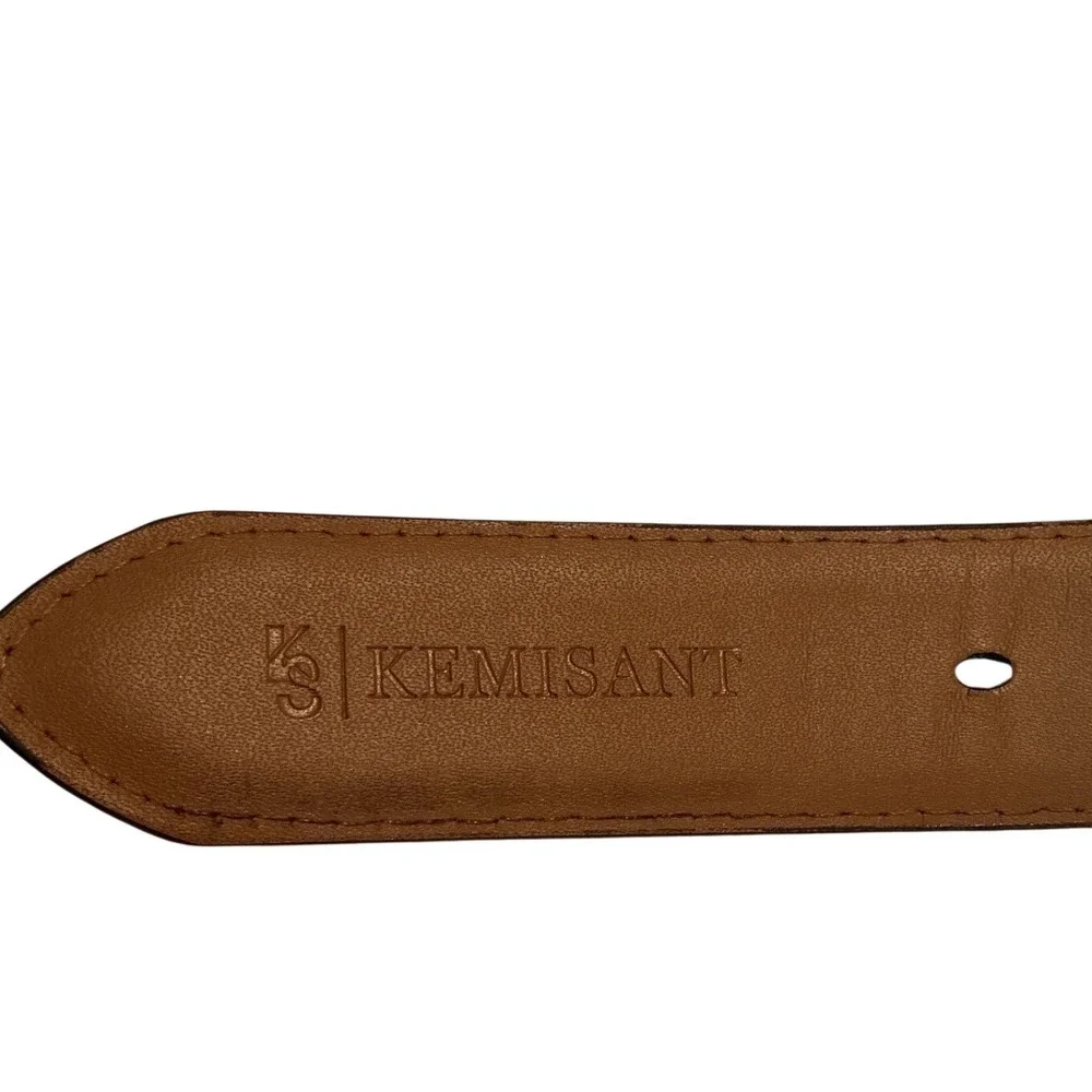 Kemisant Belt Mens 38 Brown Fair Textured Leather Black Buckle Dress Casual‎